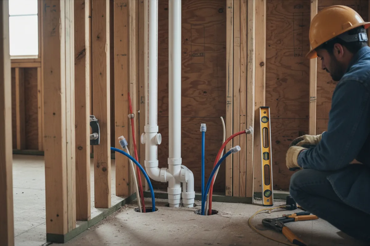 Drain and supply rough-in during Drain Cleaning in Burlingame